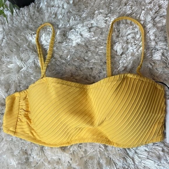 Shade And Shore Light Lift‎ Textured Gold Bikini Top Size 34B - Picture 5 of 5